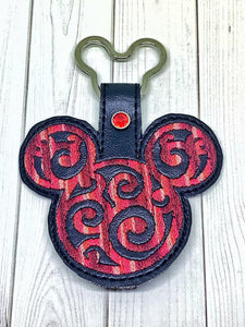 ITH Digital Embroidery Pattern for Mr Mouse Filigree 2 Snap Tab / Key Chain, 4x4 hoop
