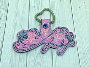 ITH Digital Embroidery Pattern for Infinity Symbol Family Snap Tab / Key Chain, 4x4 hoop