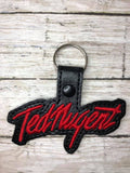 ITH Digital Embroidery Pattern for Ted Nugent Snap Tab / Key Chain, 4x4 hoop