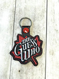 ITH Digital Embroidery Pattern for The Guess Who Snap Tab / Key Chain, 4x4 hoop