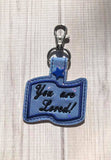 ITH Digital Embroidery Pattern for You Are Loved Heart or Banner set of 2 Snap Tab / Key Chain, 4x4 hoop