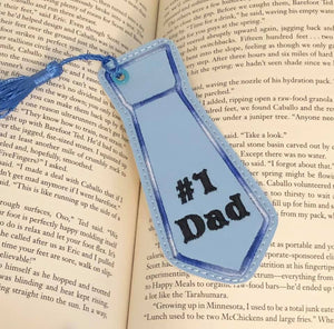 ITH Digital Embroidery Pattern for #1 Dad Tie Shape Bookmark, 4x4 hoop