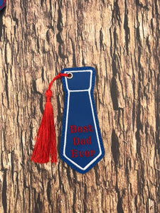 ITH Digital Embroidery Pattern for Best DAD Ever Tie Shape Bookmark, 4x4 hoop