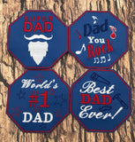 ITH Digital Embroidery Pattern for Best Dad Ever Coaster, 4x4 hoop