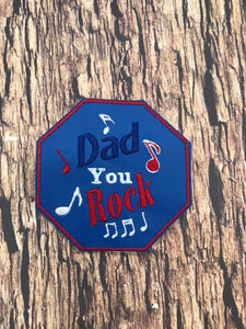 ITH Digital Embroidery Pattern for Dad You Rock Coaster, 4x4 hoop
