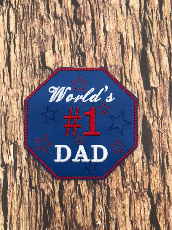 ITH Digital Embroidery Pattern for World's #1 Dad Coaster, 4x4 hoop