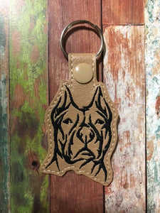 ITH Digital Embroidery Pattern for Staffordshire Bull Terrier Dog Snap Tab / Key Chain, 4x4 hoop