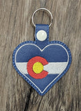 ITH Digital Embroidery Pattern for Colorado Heart Snap Tab / Key Chain, 4x4 hoop