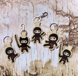 ITH Digital Embroidery Pattern for 5 Ninja Dudes Bundle Pack Snap Tab / Key Chain, 4x4 hoop