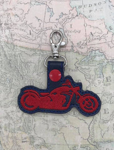 ITH Digital Embroidery Pattern for Motorcycle Cruiser I Snap Tab / Key Chain, 4x4 hoop