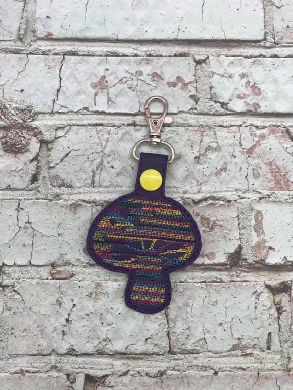 ITH Digital Embroidery Pattern for Mushroom I Snap Tab / Key Chain, 4x4 hoop