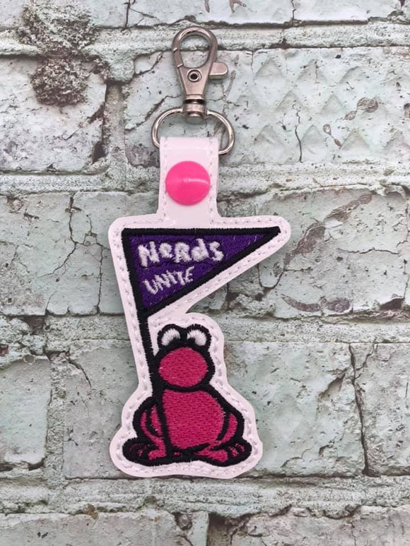 ITH Digital Embroidery Pattern for Pink NERDS Unite Candy Dude Snap Tab / Key Chain, 4x4 hoop