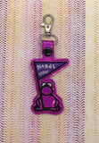 ITH Digital Embroidery Pattern for Pink NERDS Unite Outline Snap Tab / Key Chain, 4x4 hoop