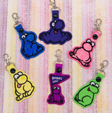 ITH Digital Embroidery Pattern for Purple NERDS Dude Outline Snap Tab / Key Chain, 4x4 hoop
