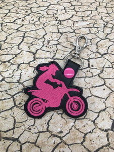 ITH Digital Embroidery Pattern for Motocross Girl, MX Girl Snap Tab / Key Chain, 4x4 hoop