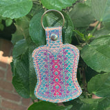 ITH Digital Embroidery Pattern for Corset I Snap Tab / Key Chain, 4x4 hoop