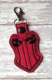 ITH Digital Embroidery Pattern for Corset II Snap Tab / Key Chain, 4x4 hoop