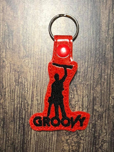 ITH Digital Embroidery Pattern for Ash Evil Dead Groovy Snap Tab / Key Chain, 4x4 hoop