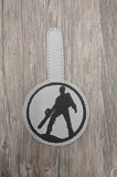 ITH Digital Embroidery Pattern for Ash Evil Dead with Chainsaw Snap Tab / Key Chain, 4x4 hoop