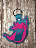ITH Digital Embroidery Pattern for Set of 3 Mermaid Silhouettes Snap Tab / Key Chain, 4x4 hoop
