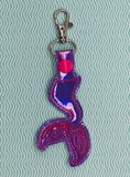 ITH Digital Embroidery Pattern for Set of 3 Mermaid Tails Snap Tab / Key Chain, 4x4 hoop