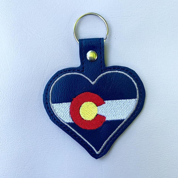 ITH Digital Embroidery Pattern for Colorado Heart Snap Tab / Key Chain, 4x4 hoop