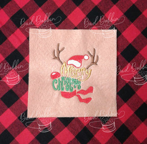 ITH Digital Embroidery Pattern for Merry Christmas Reindeer Stand Alone, 4X4 Hoop