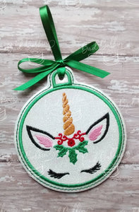 ITH Digital Embroidery Pattern for Holly Unicorn Ornament, 4X4 Hoop