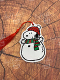 ITH Digital Embroidery Pattern for Snowman Snoops Ornament, 4X4 Hoop