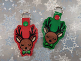 ITH Digital Embroidery Pattern for Boy Reindeer Snap Tab / Key Chain, 4X4 Hoop