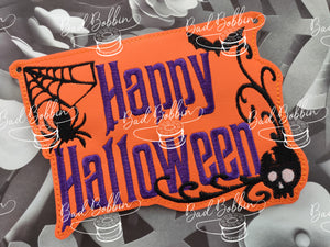 ITH DIgital Embroidery Pattern for Happy Halloween Sign , 5X7 Hoop