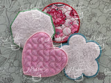 ITH Digtial Embroidery Pattern for Make-Up Wipes Set of 4, 4X4 Hoop