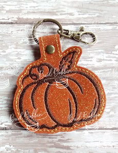 ITH Digital Embroidery Pattern for Pumpkin Ourline Snap Tab / Key Chain, 4X4 Hoop