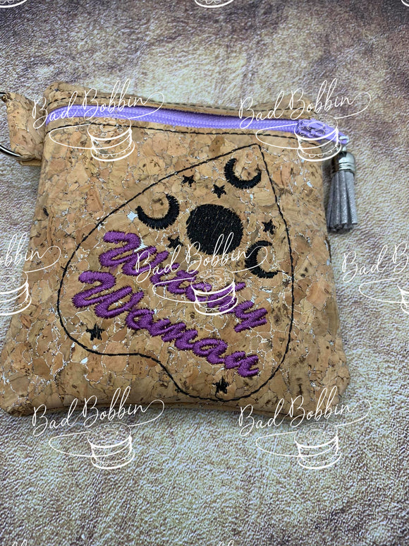 ITH DIgital Embroidery Pattern For Ouija Witchy Woman Cash-Card Tall 4.5 X5 Zipper Pouch, 5X7 Hoop