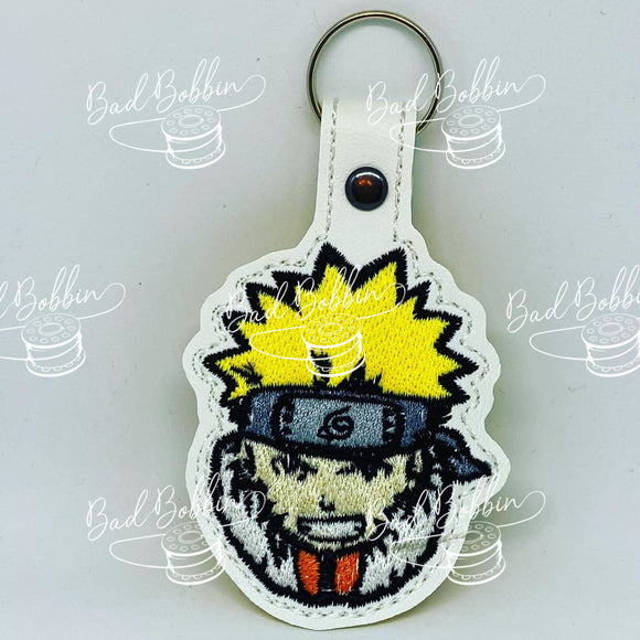 ITH DIgital Embroidery Pattern for Naruto Snap Tab / Key Chain, 4X4 Hoop
