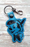 ITH Digital Embroidery Pattern for Long Nose Child Snap Tab / Key Chain, 4X4 Hoop