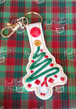 ITH Digital Embroidery Pattern for Christmas Tree Stethoscope Medical Snap Tab / Key Chain, 4X4 Hoop