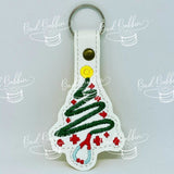 ITH Digital Embroidery Pattern for Christmas Tree Stethoscope Medical Snap Tab / Key Chain, 4X4 Hoop