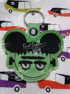 ITH Digital embroidery Pattern for Frank Mr Mouse Snap Tab / Key Chain, 4X4 Hoop