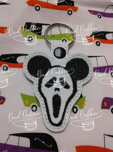 ITH Digital Embroidery Pattern for Scream Mr Mouse Snap Tab / Key Chain, 4X4 Hoop