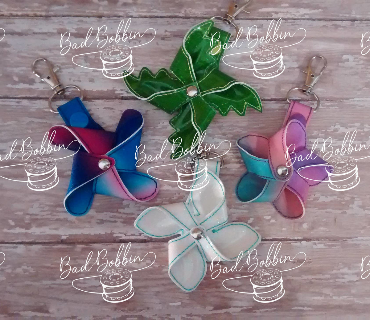 ITH Digital Embroidery Pattern for 3D Pinwheel Snap Tab Set of 4, 4X4 ...