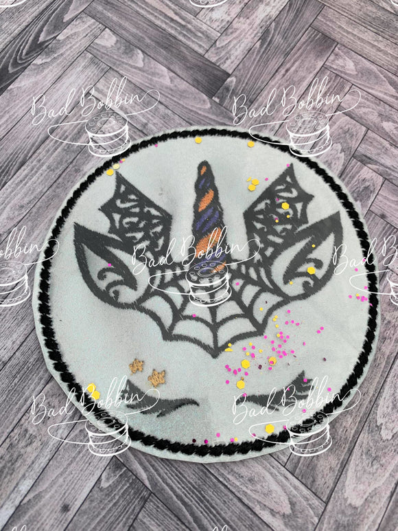 ITH Digital Embroidery Pattern for Halloween Unicorn Web Design, 4X4 Hoop