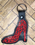 ITH Digital Embroidery Pattern for Filigree Shoe II Snap Tab / Key Chain, 4X4 Hoop