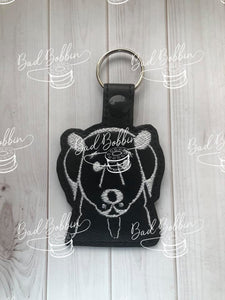 ITH Digital Embroidery Pattern for Music Dog II Snap Tab/ Key Chain, 4X4 Hoop