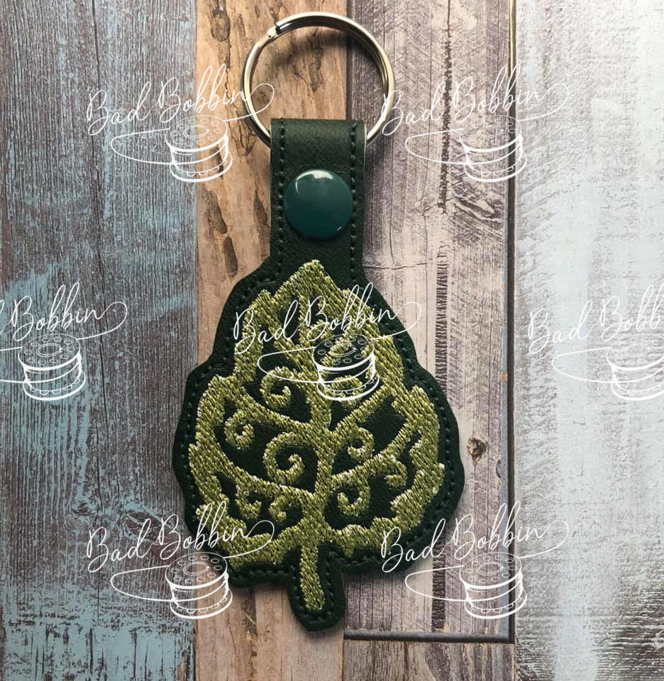 ITH Digital Embroidery Pattern for Birch Leaf Snap Tab / Key Chain, 4X ...