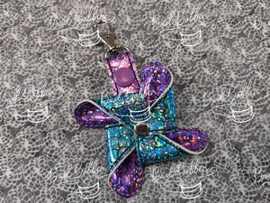 ITH Digital Embroidery Pattern for 3D Pinwheel 4 Point I Snap Tab / Key Chain, 4X4 Hoop